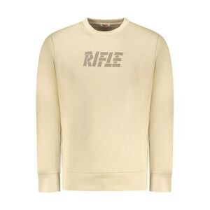 Rifle Cotton Sweatshirt with Ribbed Hem and Cuffs Men Beige Sweaters